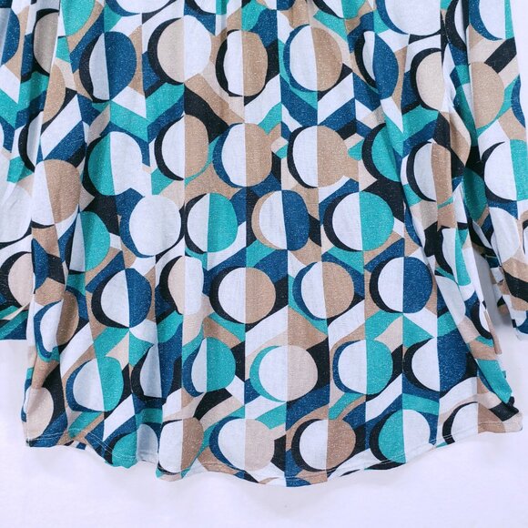 Cocomo Woman Pintuck Blouse Size 3X Multicolor Geometric Stretch Formal Preppy - Picture 15 of 15